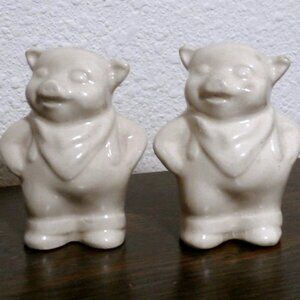 Shawnee Pottery Vintage Set of Pig Salt & Pepper Shakers Unpainted 3" Tall